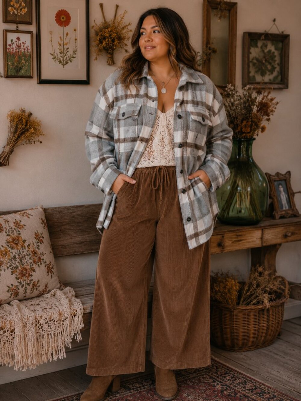 Plaid Oversized Shacket Jacket
